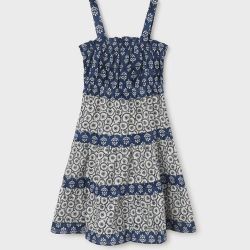 Vestito combinato Multicolore con bretelle per ragazza. Colletto quadrato. Tessuto 100% cotone. Design stampato.  –  Mayoral  –  6926-23