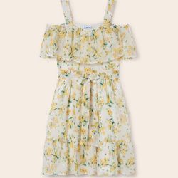 vestito stampa floreale chiffon ragazza  con bretelle per ragazza. Colletto quadrato. Design con volant decorativo nella parte bassa. Design stampato.  –  Mayoral  –  6913-23