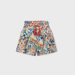 Gonna pantalone per ragazza. Cintura con cordoncino interno regolabile. Tessuto 100% cotone. Tasche laterali. Design stampato.  –  Mayoral  –  6907-23