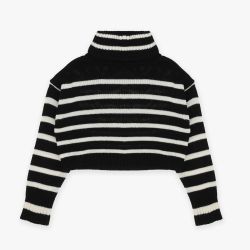Maglione cropped bambina con collo alto a righe  –  Imperial  –  NBB3231G