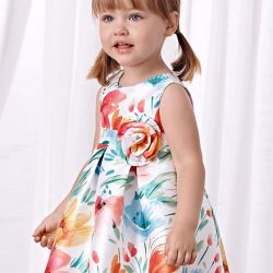 Vestito mikado stampato bimba  –  Abel & Lula  –  5022-24