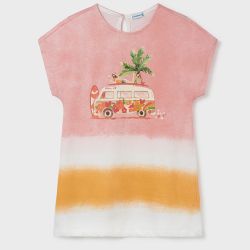 Vestito manica corta per ragazza. Girocollo. Tessuto 100% cotone. Stampa tie-dye.  –  Mayoral  –  6933-23
