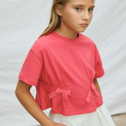 T-shirt con fiocchetti ragazza  –  Mayoral  –  6004-26