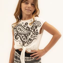T-shirt crop stampata ragazza  –  Alice Pi  –  S25-2602