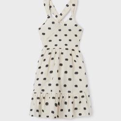 Vestito bolle con bretelle per ragazza. Modello con scollo a V. Design con apertura sulla schiena. Design con volant decorativo nella parte bassa. Design stampato.  –  Mayoral  –  6917-23