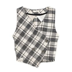 Gilet in Tartan Misto Lino bimba  –  Maperò  –  M29350